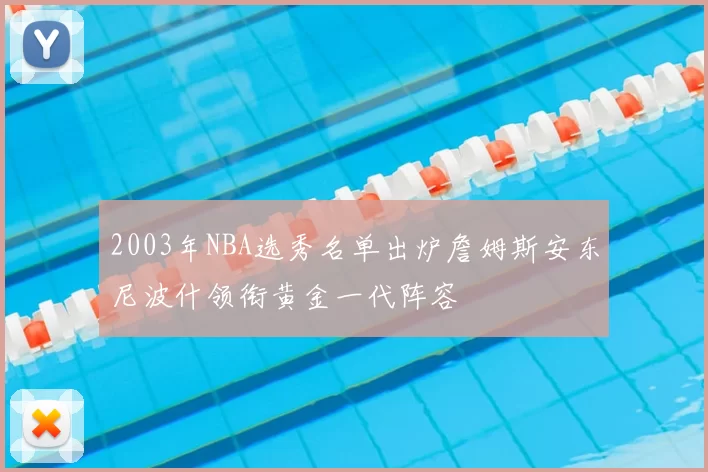 2003年NBA选秀名单出炉詹姆斯安东尼波什领衔黄金一代阵容